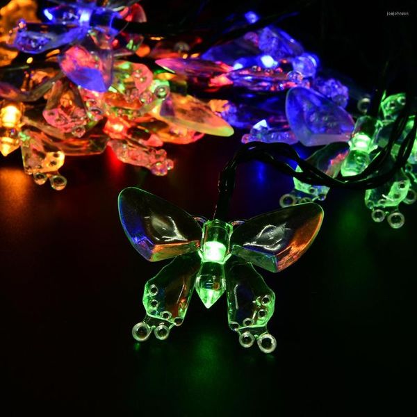 Cordes lampes solaires 4.8M 20LEDs coloré papillon guirlande fée Luces étanche noël extérieur jardin LED décoration lumière