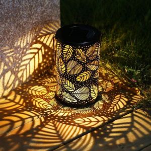 Strings Solar Lantern Lights Outdoor Garden Hanging Metalen bladpatroon Lamp Gate Licht voor terras buiten tabel met leded LED