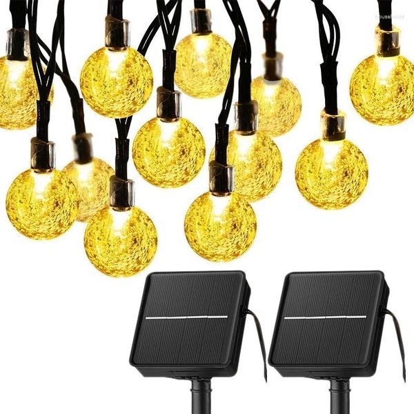 Strings Solaire LED boule de cristal chaîne lumière 10M étanche fée lumières noël mariage guirlande jardin pelouse arbre décoration extérieure