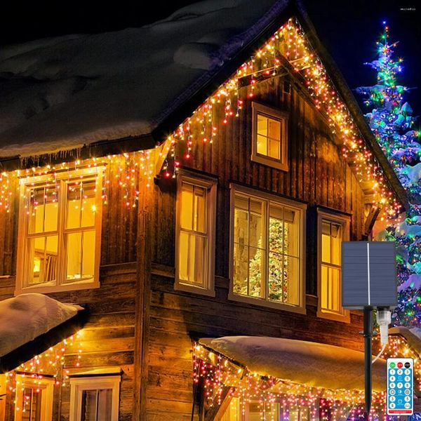 Cordes Solaire LED Guirlande Lumières 10m Guirlande De Rue Sur La Maison Rideau De Décoration De Noël Avec Télécommande