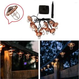 Strings Solar Led Lampshade String Lights 5m 20leds Vintage Wind Smeed Iron Industrial Fairy Lantern Lamps Garden Cafe Party Decor