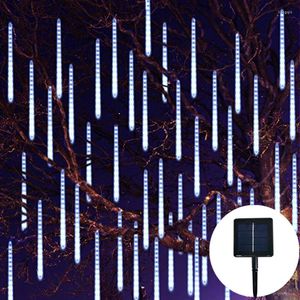 Cuerdas Solar LED Meteor Shower Light Holiday String Lights Impermeable 8 Tubos Street Garland Jardín Navidad Boda Decoración