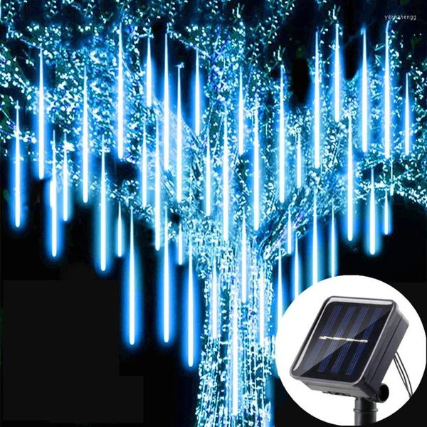 Cuerdas Solar LED Meteor Shower Light Impermeable Holiday String Outdoor Fairy Garden Decor Garland Decoración de Navidad