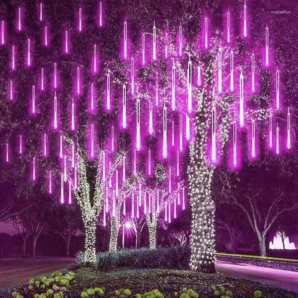 Cuerdas de luces de lluvia de meteoros Led solares para guirnalda árbol de Navidad decorativo Navidad colorido Hada para exteriores Navidad 2024