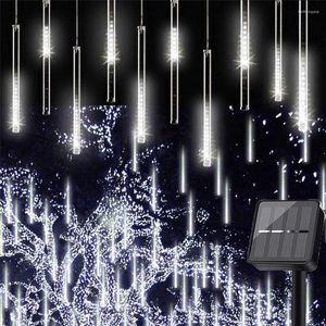 Cuerdas Solar LED Meteor Shower Rain Light Outdoor Garden String 30/50CM 8 tubos Snow Falling Raindrop Icicle Cascading Lamp