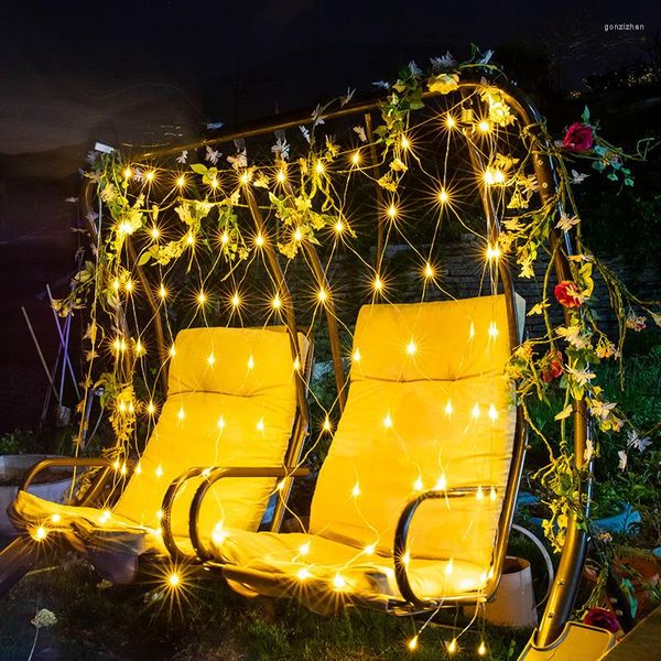 Cordes solaire LED filet maille fée guirlande lumineuse noël mariage vacances fond fenêtre rideau pêche éclairage extérieur