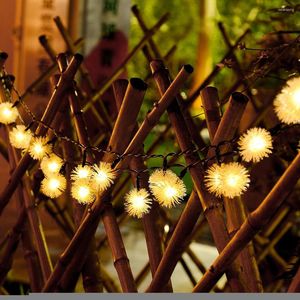 Strings Chaîne LED solaire fée lumières pissenlit étanche fourrure boule de neige lampe 5M 7M pour noël fête de mariage jardin décor extérieur