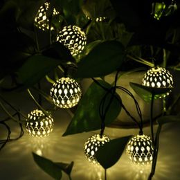 Strings Solar Light String Waterdicht Silver Spherische Outdoor Garden Decoratie Party Wedding Wand Decoratieve sfeer LED