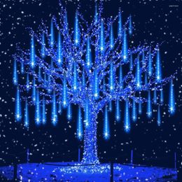 Cuerdas Solar Meteor Lluvia Lluvia LED Fairy String Lights Festoon Street Garland Año al aire libre Navidad Decoración navideña para el hogar