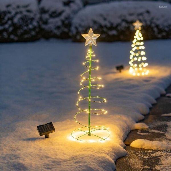 Cuerdas Solar Jardín al aire libre Árbol de Navidad Soporte de lámpara Led Tierra Cadena Impermeable Estrella Luz decorativa