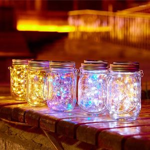 Cordas de energia solar pode tampa luzes à prova d 'água fada firefly jar tampas string para pátio ao ar livre jardim natal festa de casamento decoração