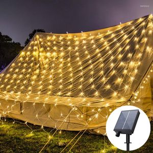 Cordes énergie solaire filet de noël lumière extérieure LED maille chaîne jardin vacances fête mariage fée guirlande 3X2M 4Mx6M EU