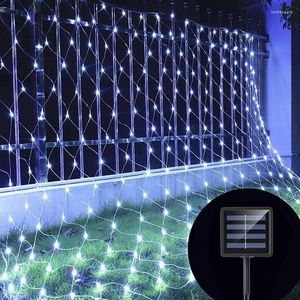 Strings Solar Power Net LED String Lights Waterdicht 8modes 1.1x1.1m 2x3m Lamp met gordijn Fairy Lamp voor Wedding Party Festival Christmas Decor