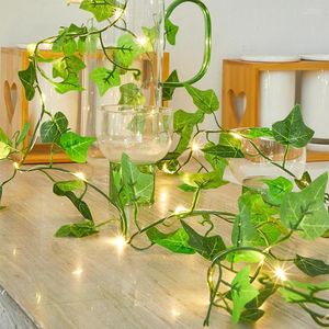 Cordes Solaire Alimenté Plante Artificielle Ivy Vine Guirlande Lumineuse 50/100leds Creeper Vert Feuille Lampe Pour L'année De Mariage Fête Patio Décor