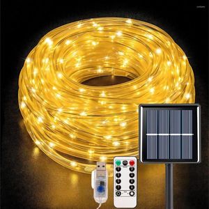 Strings Solar Rope String Lights 300/200/100/50 LED Outdoor Waterdichte Fairy USB Remote Control Garland voor Garden Decor