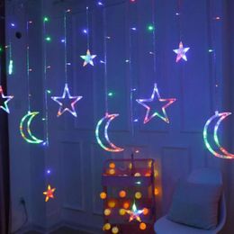 Strings Star Moon Curtain Lights Christmas String Ins Fairy Light Wedding Room Restaurant Decoratie 220V 3.5Mled LED