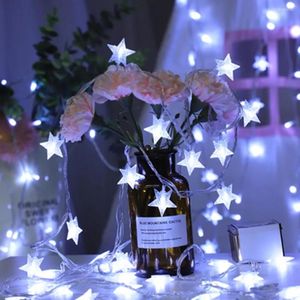 Strings Star String Lights Garland LED Fairy Battery 1,5 m/3M/6m Outdoor Garden Festoon Lamp Gordijn Kerstdecor