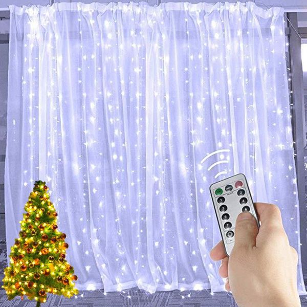 Cuerdas Luces de cadena Decoración navideña USB Boda Guirnalda Lámpara de cortina Vacaciones para dormitorio Bombilla Hada al aire libre Navidad FestoonLED LED