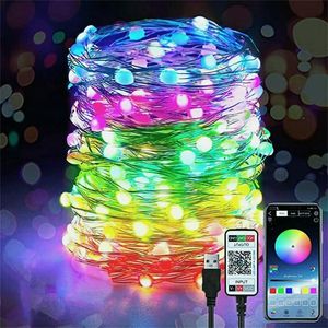 Strings String Lights USB -app Gecontroleerde slingerlamp voor bruiloft/feest/gordijn/tuindecoratie vakantiedecorativeled led