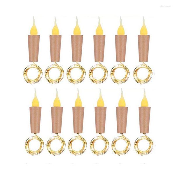 Cordes Thrisdar 10 pièces 2M bougie flamme Style bouteille de vin liège chaîne lumières LED à piles forme fée pour noël