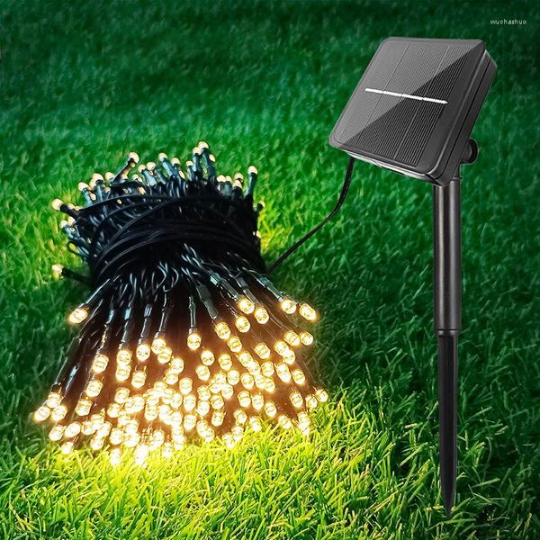 Cuerdas Thrisdar 50M 100M Solar LED String Light Garland 8 Modos Jardín al aire libre Patio Trasero Puerta Patio Luces de fiesta