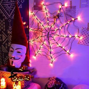 Strings Thrisdar 70led Halloween Led Mesh Net Licht Oranje paarse Spider Web Waterdicht voor eng decor