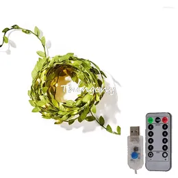 Guirlande de feuilles minuscules, fil de fée avec Mini LED, télécommande USB, décoration intérieure pour fête de mariage, décoration de noël