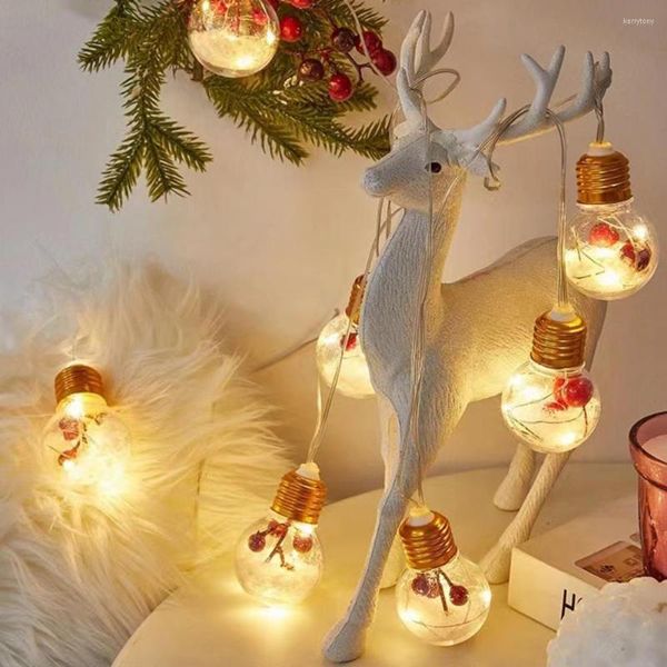 Cuerdas transparente LED bombilla estilo cadena luces con pilas PVC interior hadas lámparas árbol de Navidad decorativo para el hogar