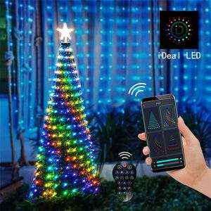 Cuerdas Tuya Smart Christmas Tree Garland LED Fairy String Lights App Control remoto Pantalla de imagen de bricolaje para el banquete de boda al aire libre DecorLED