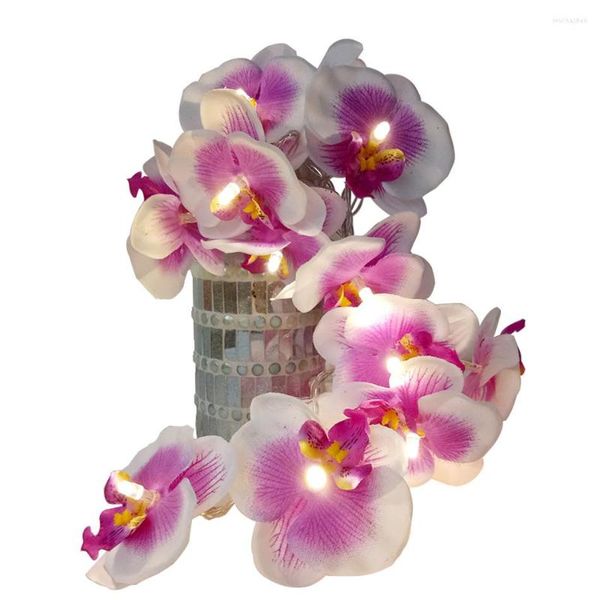 Cordes Unquie À La Main Fleur D'orchidée LED Guirlande Lumineuse Floral Vacances Éclairage Vase Arrangement Fête Événement Lumière Décoration