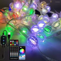 Strings USB Bluetooth APP Control Light String WS2812B RGBIC adressable individuellement éclairage LED pour fête d'anniversaire mariage noël