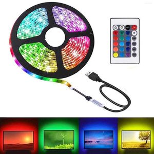 Cordes Usb Led Strip Light Rgb 2538 Lampe D'éclairage Pour Salle De Télévision Décoration De Vacances Avec 24 Touches Télécommande Chambre 5G