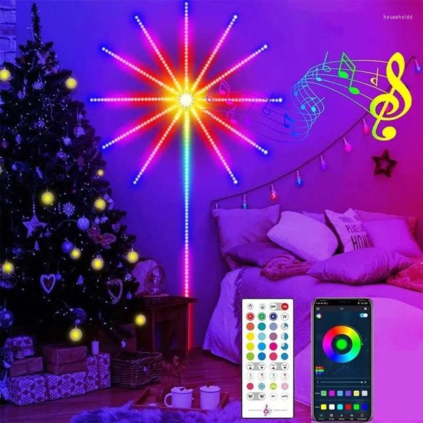 Cuerdas USB impermeable LED fuegos artificiales luz RGB inteligente Bluetooth Bar APP Control música sincronización dormitorio pared de TV decoración de Navidad