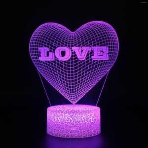 Cordes Saint Valentin Amour Rose Garçon Fille Amis Système De Fleurs 3D Veilleuses Cadeaux Ackle Led Ambiance Visuelle Lampe De Table