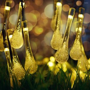 Snaren warm wit 30 LED Solar Lamp Fairy Lights Outdoor Powered 6m Water Drop Holiday String Licht Garden Decoratie Aluvee