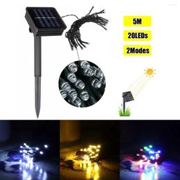 Snaren waterdichte 5m zonne -led string lights outdoor verlichting decoratie licht 2 modi 20leds voor kersttuin vakantie