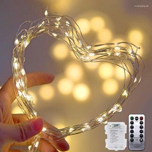 Cordes Étanche 8 Mode Batterie LED Fil De Cuivre Lumière Télécommande Actionné Pour Noël De Mariage Fête De Vacances Fée Guirlande Lumineuse