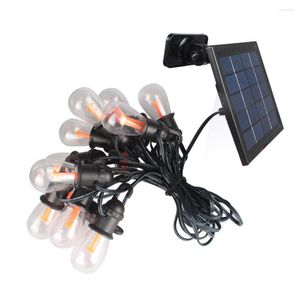 Snaren waterdichte Edison Solar Power 12 LED -lamp snaar licht Warm Wit 27ft Patio -lichten voor Yard Cafe Christmas Tree Outdoor Decor