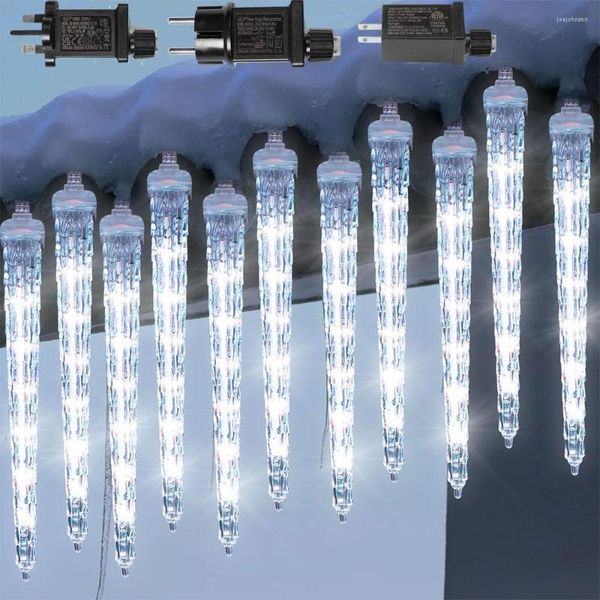 Cuerdas impermeables luces de lluvia de meteoros al aire libre 8 carámbanos colgantes Navidad LED cristal hielo caída conectable gota de lluvia UE