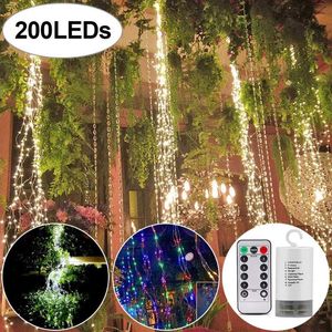 Snaren Waterdichte Twinkle Starry Lights 10 strengen 200 LED's hangende wijnstokbatterij bediende waterval vertakking verlichte ledled led