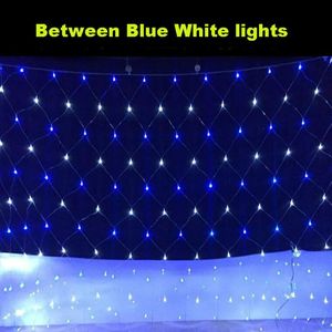 Snaren witblauw 3x2m 6x4m LED net net mesh touw licht buiten waterdichte tuin kerstbruiloft feestgordijnlichten Garlandled