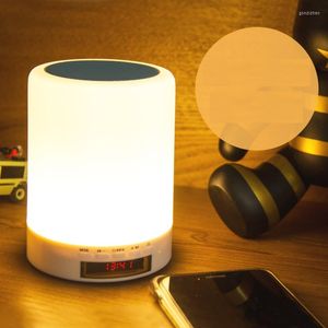 Strings Wireless Bluetooth-luidspreker Muziek Sound Box met alarmklokfunctie Touch LED TABEL LAMP Handsfree Call TF Card Slot