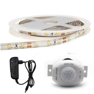 Strings Wireless PIR Motion Sensor LED onder Cabinet Light 12V Strip met automatische afsluitende keukenbeddecoratie Night Lightled