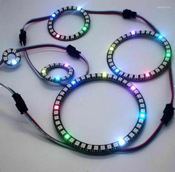 Strings WS2812B Pixel Ring 8 16 24 35 45 LEDs RGB LED WS2812 IC Módulo embutido Fita endereçável DC5V