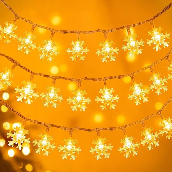 Cordes Lumières De Noël Pour La Maison LED Flocon De Neige Chaîne À Piles Guirlandes Année Décorations D'arbre De Noël 2023LED