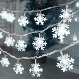 Strings Year Garland Led Snowflake Christmas Decoration 2023 Home Festoon Snow String Lights 10/20m plug geopereerd