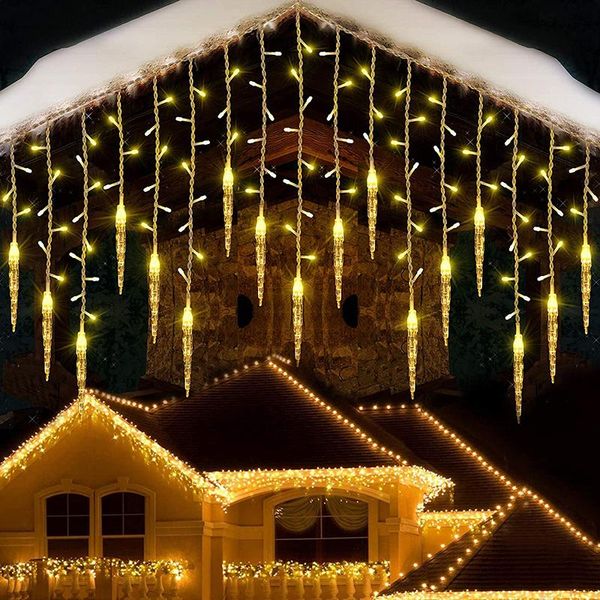 Cuerdas Año Carámbano Hada Cortina Cadena de luz Cascada Decoración al aire libre Droop Led Navidad Decoración NoelLED