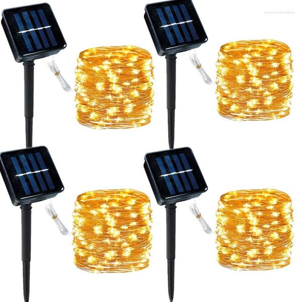 Cuerdas Año Lámpara solar LED al aire libre 7 M / 12 M / 32 M / 42 M Cadena de luces Hada impermeable para vacaciones Fiesta de Navidad Guirnaldas Decoración de jardín