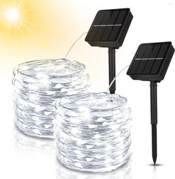 Cordes Yohencin 2 Pack Blanc 10M 100pcs LED Étanche Solaire Décoratif Pour Les Fêtes De Noël Jardin Guirlande Lumineuse En Plein Air