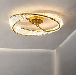 Strip plafond clair Crystal anneaux de plafond lustres 3 températures de couleur dans un luminaire d'éclairage en or